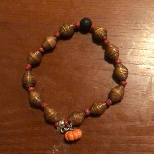 Fall themed bracelet with handmade paper beads by me
